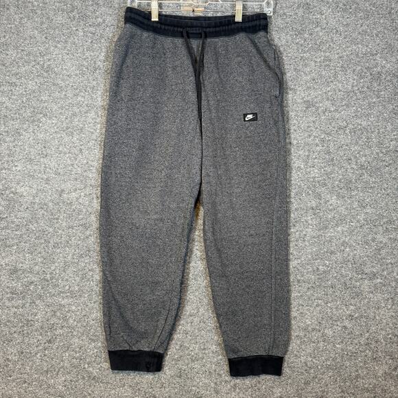 Nike Pants Womens Medium Gray Joggers Sweatpants Fleece Crop Swoosh - Picture 1 of 11